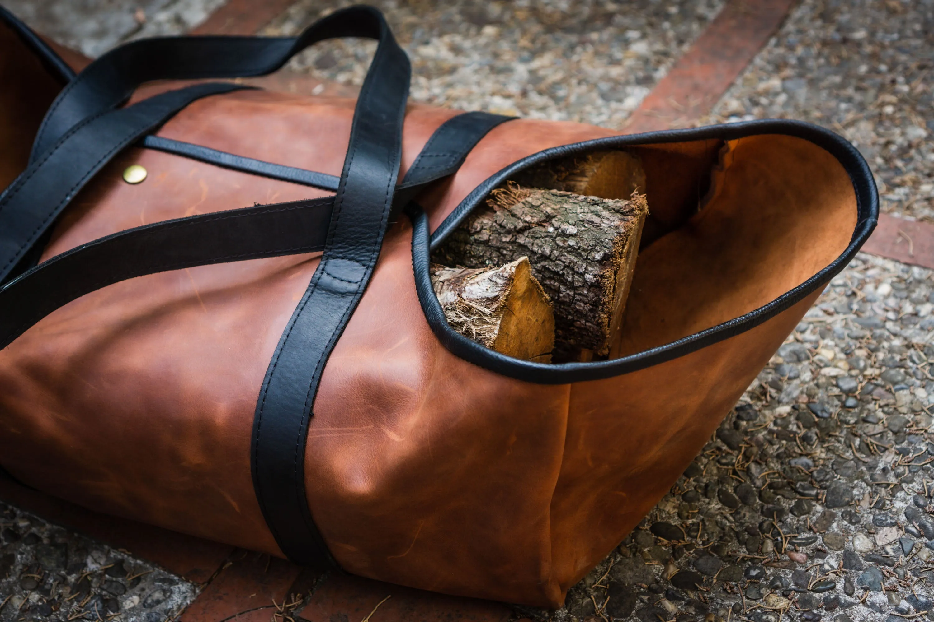 Log Carrier, Firewood Leather Bag, HandMade