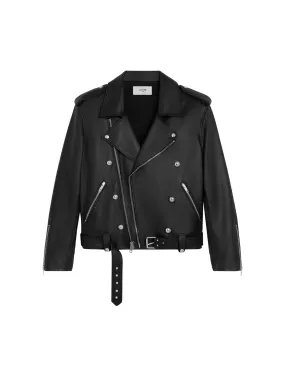 LOOSE BIKER JACKET IN BLACK CALF LEATHER