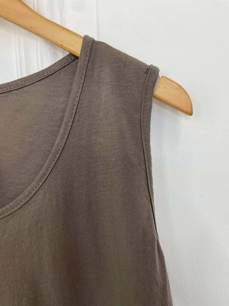 Loose Longline Vest Top - Mocha