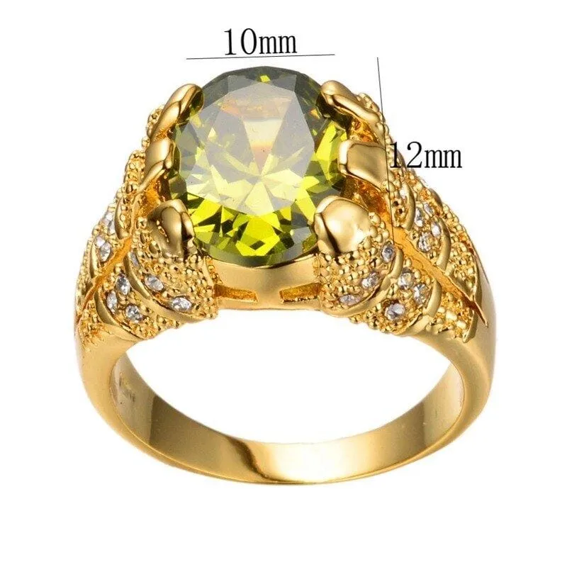 Luxury Big Fashion Male Oval Peridot Ring