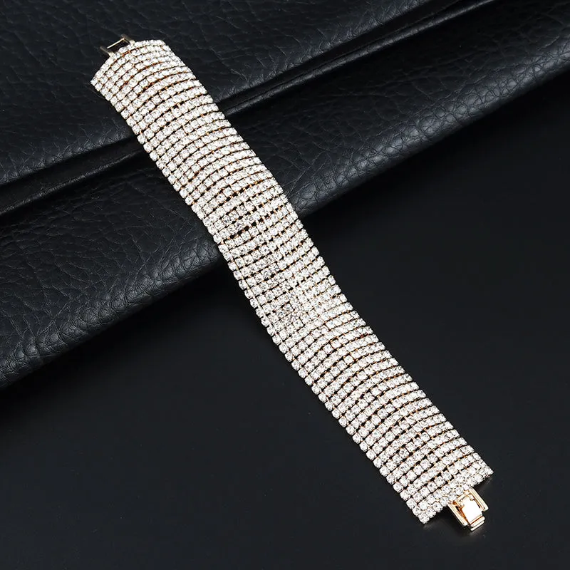 Luxury Wide Crystal Layered Delicate Design Bracelet