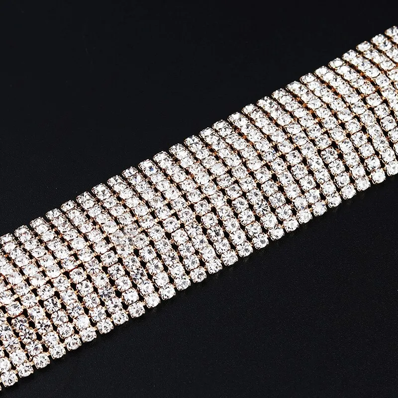 Luxury Wide Crystal Layered Delicate Design Bracelet