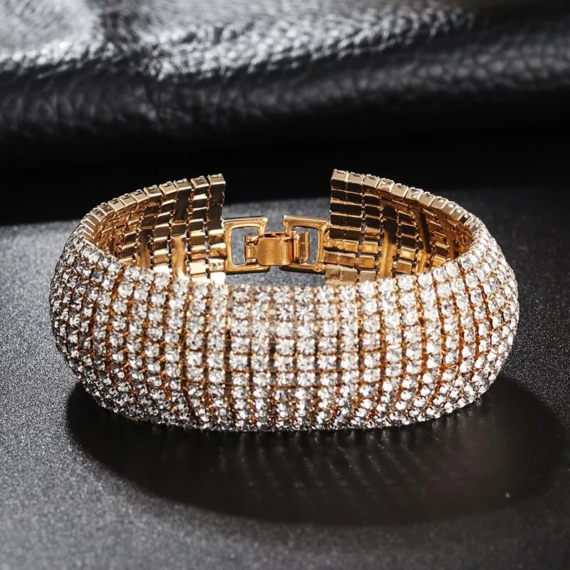 Luxury Wide Crystal Layered Delicate Design Bracelet