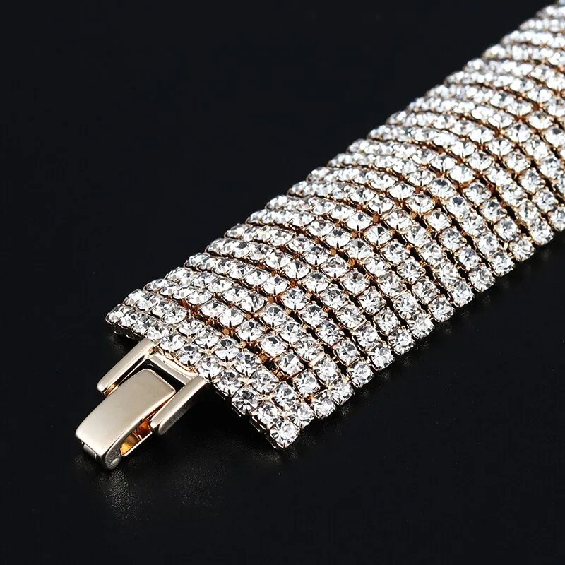 Luxury Wide Crystal Layered Delicate Design Bracelet