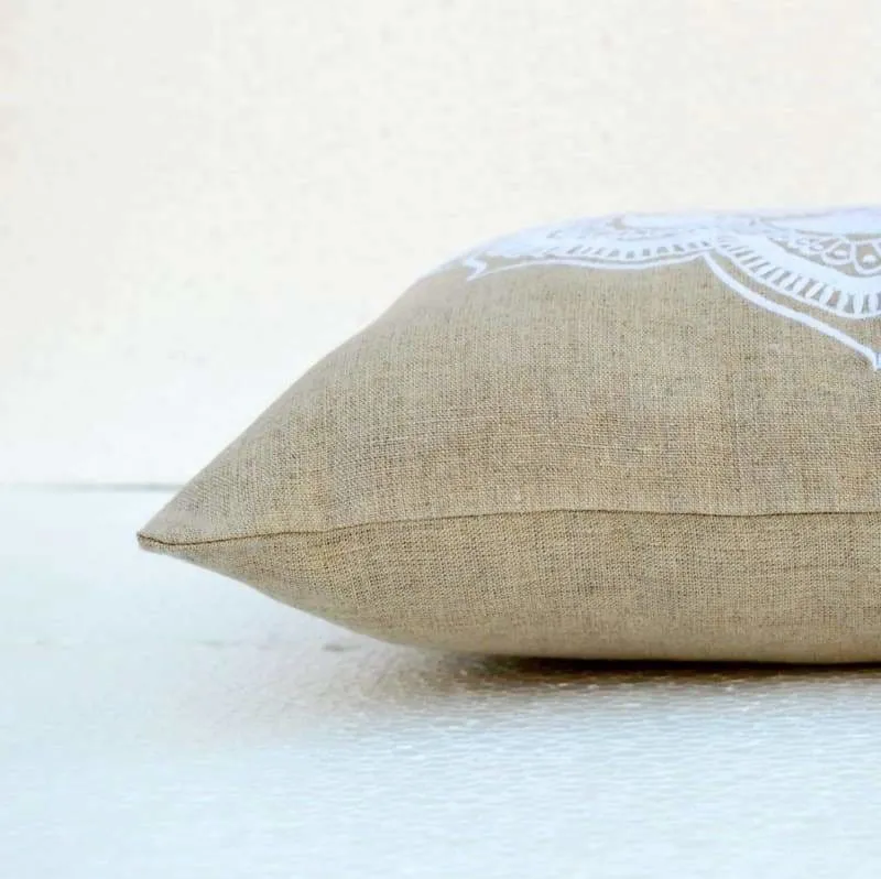 Mandala linen handmade pillow cover