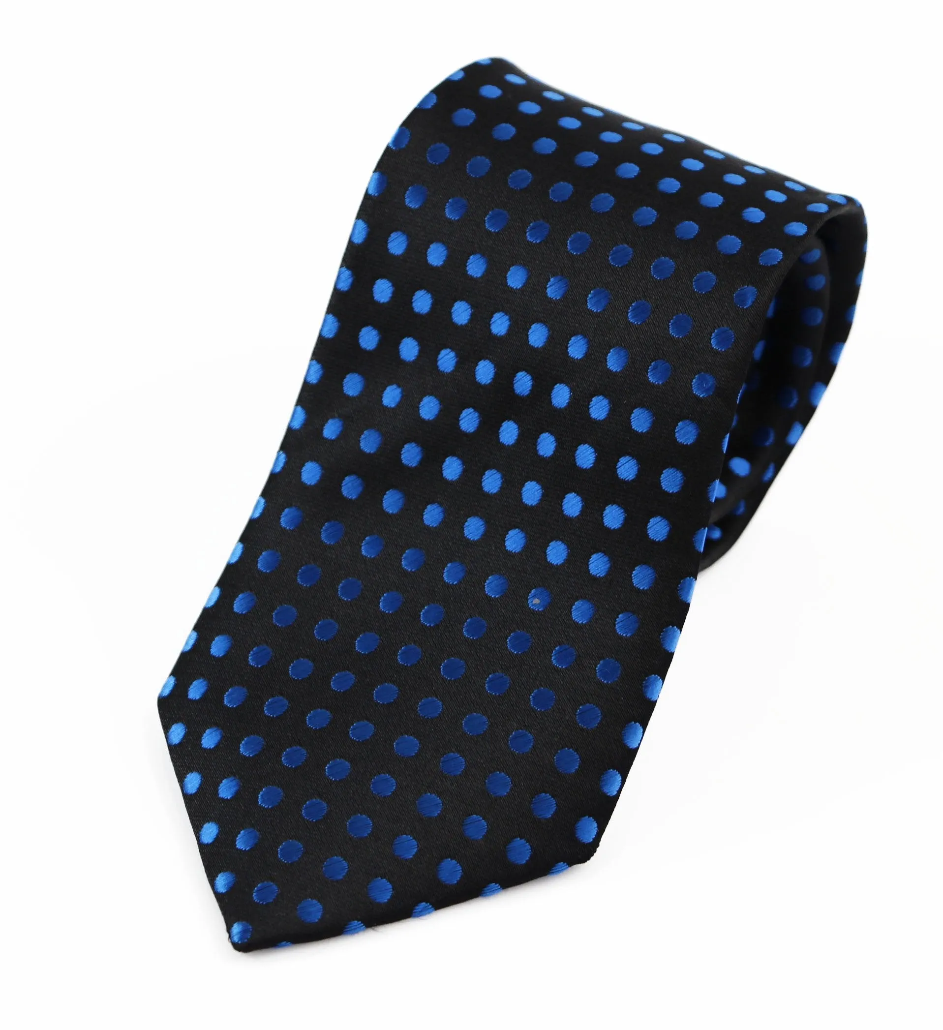 Mens Black & Blue Mini Polka Dot Patterned 8cm Neck Tie