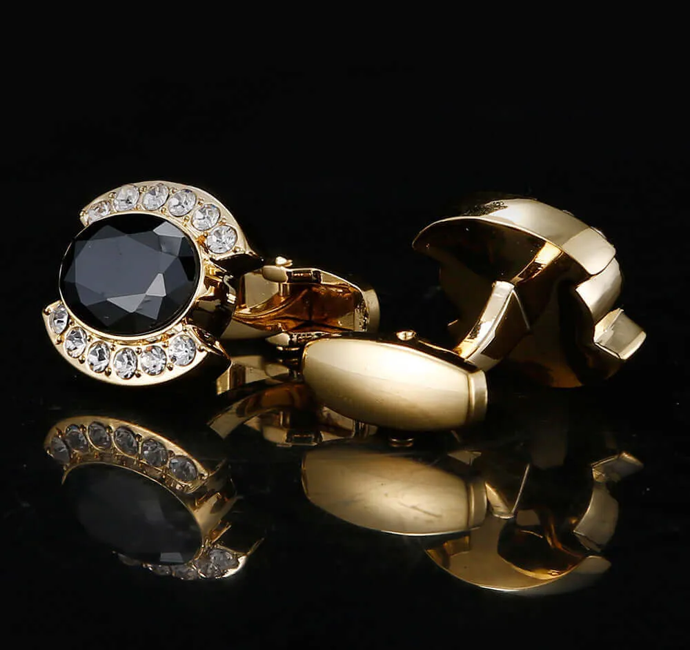 Men's Luxury Black Zircon Crystal Cufflinks