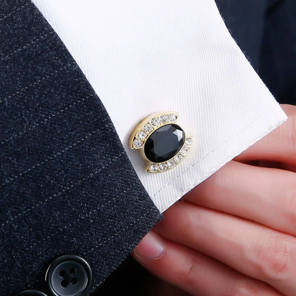 Men's Luxury Black Zircon Crystal Cufflinks