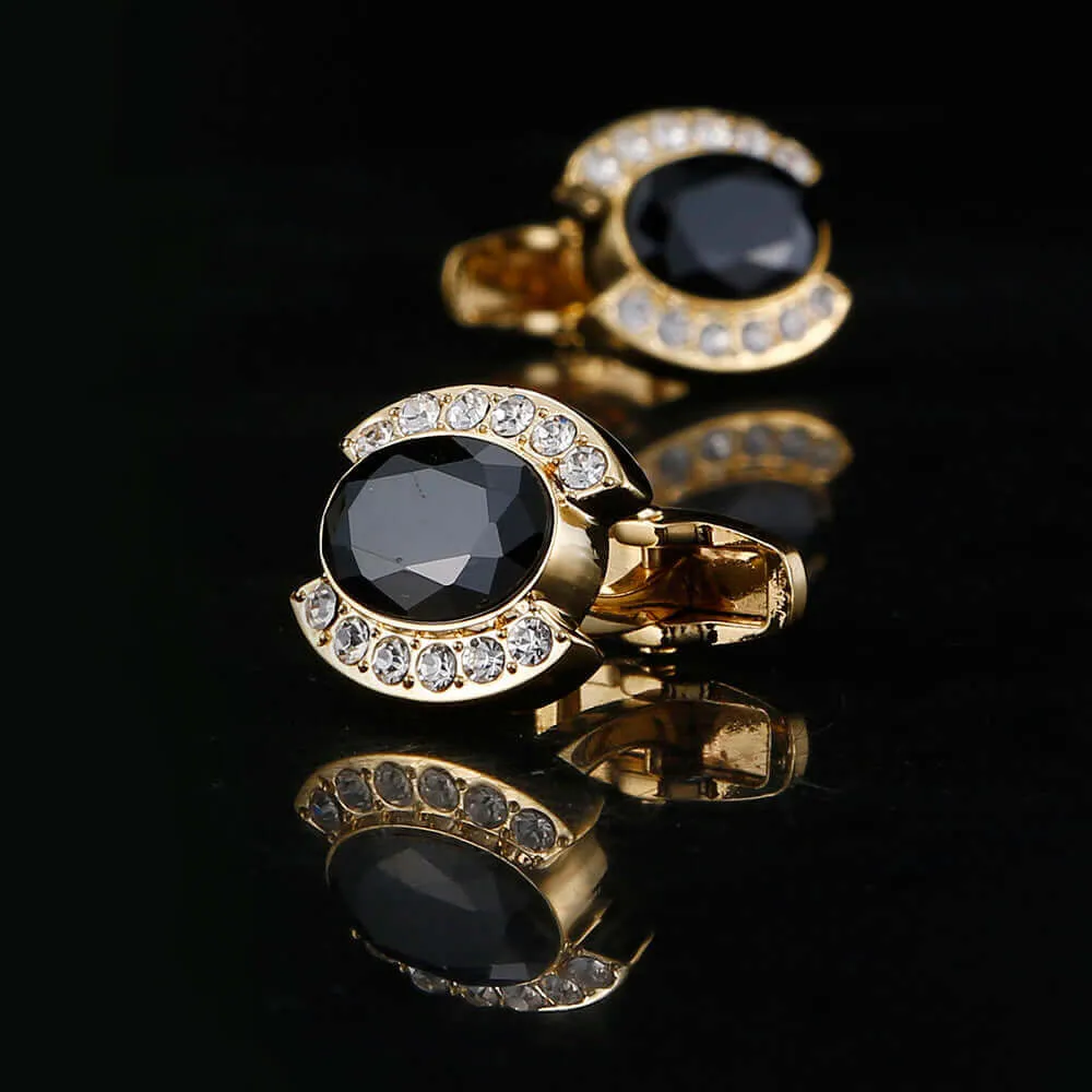 Men's Luxury Black Zircon Crystal Cufflinks