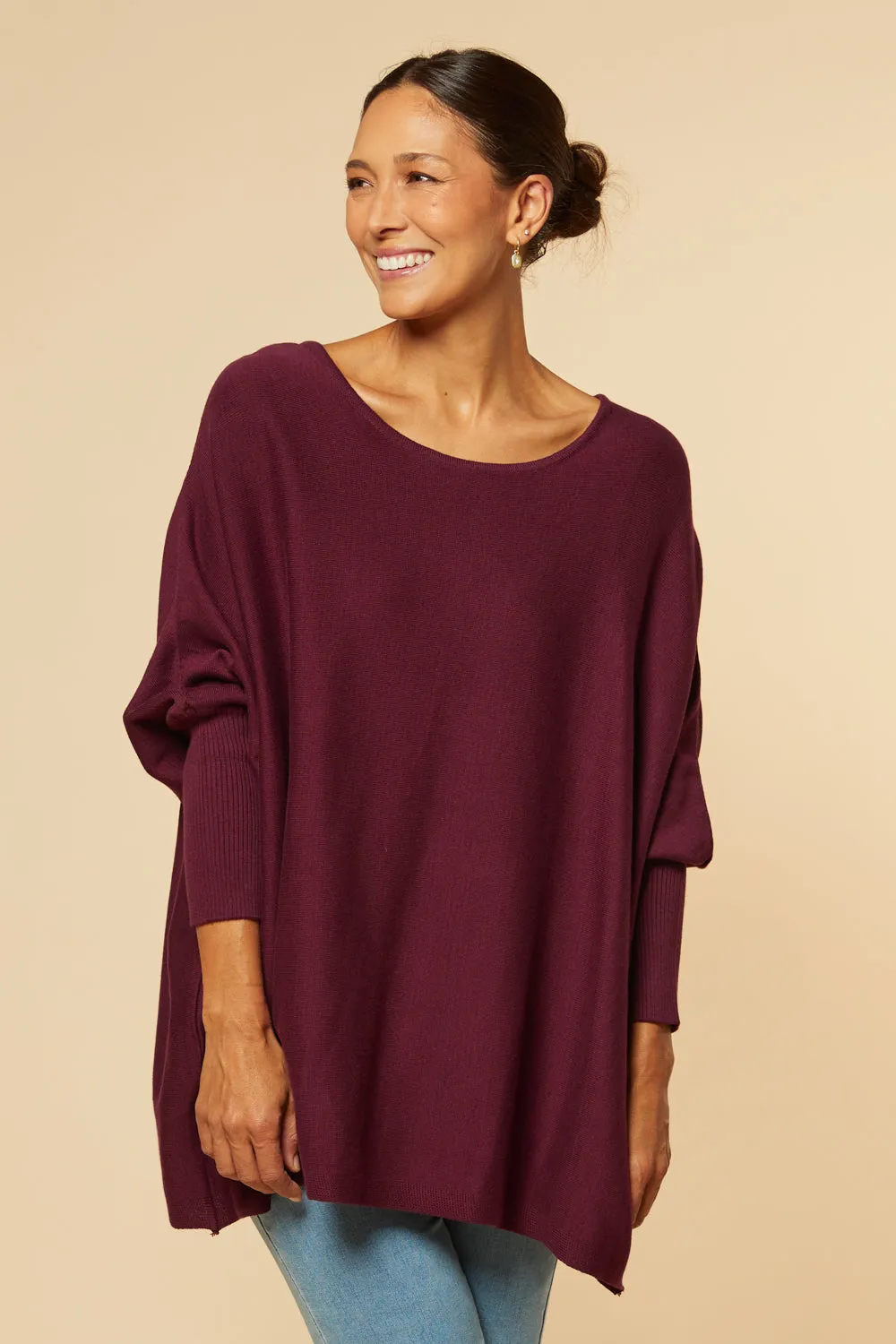 Mia Oversized Jumper in Plum