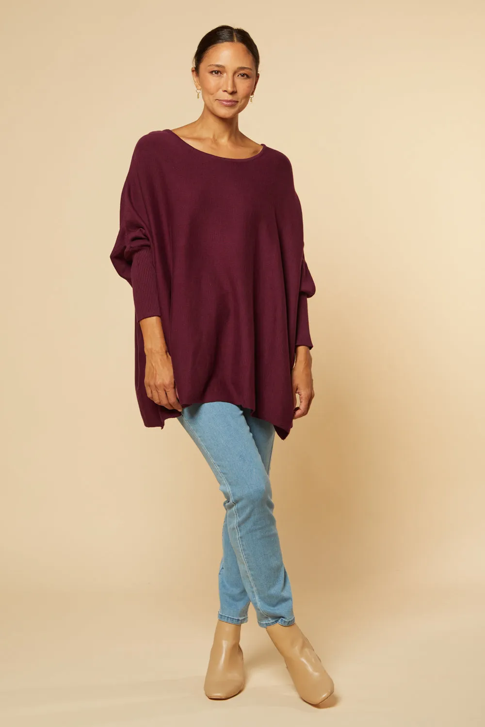 Mia Oversized Jumper in Plum