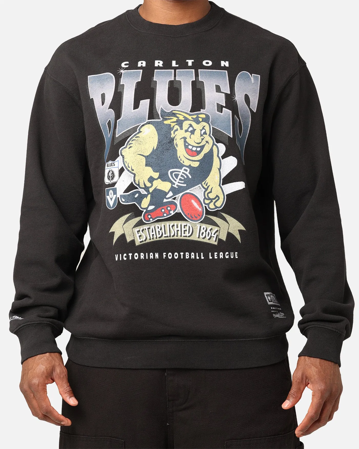 Mitchell & Ness Carlton Blues Character Crewneck Faded Black