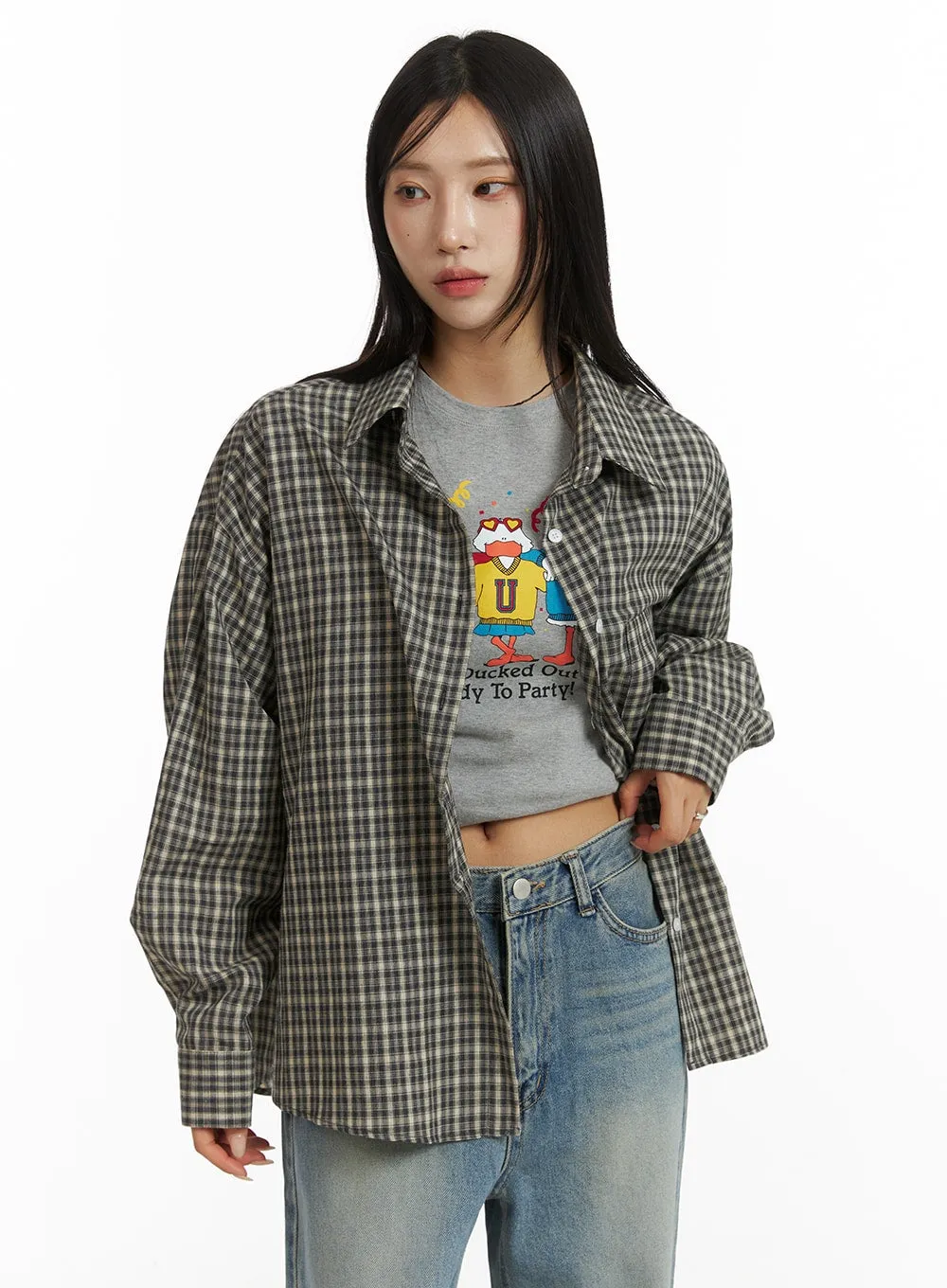 Oversized Checkered Shirt CF401