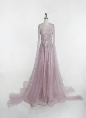 Pink Luxury A-Line Evening Gown