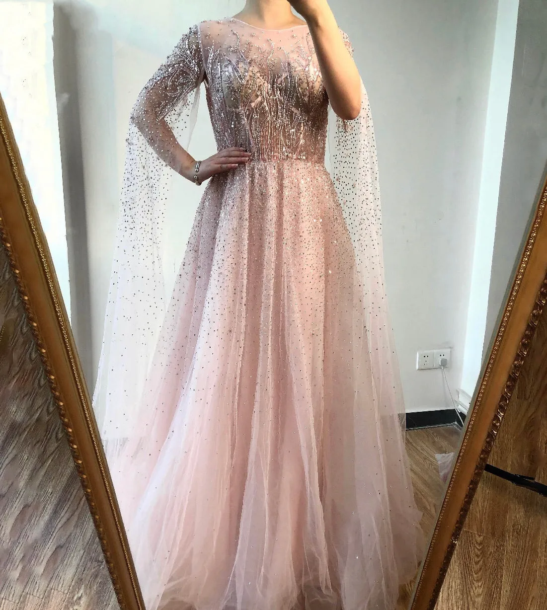 Pink Luxury A-Line Evening Gown