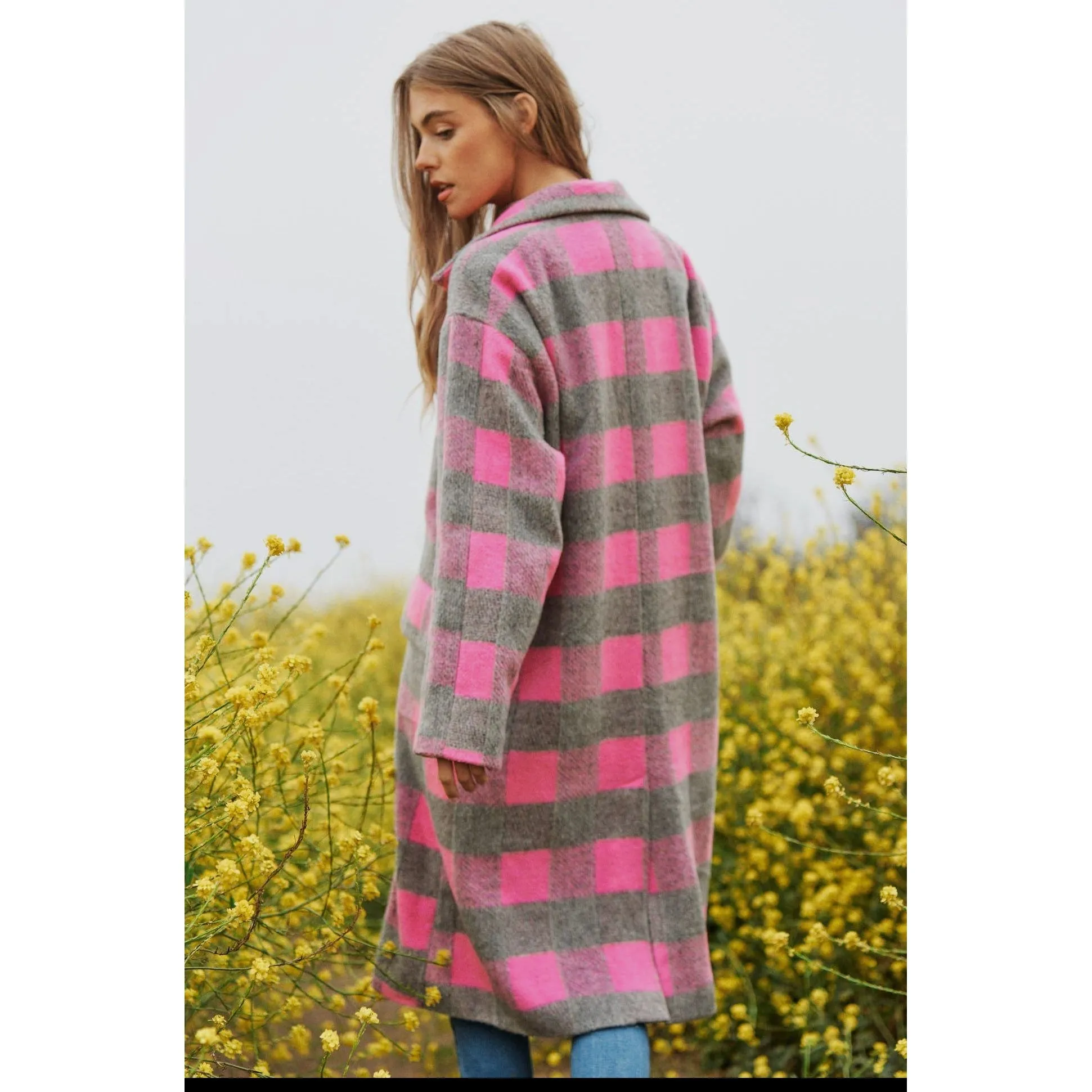 Pink Plaid Coat