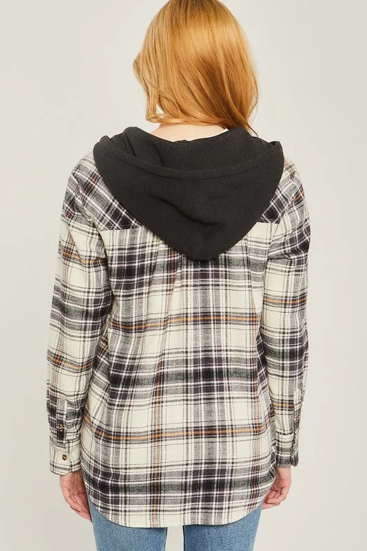 Plaid Hooded Top