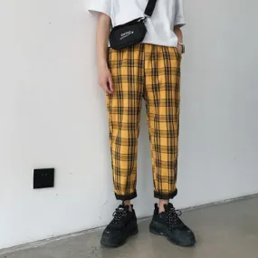 Plaid Jogger Pant Trouser - Yellow