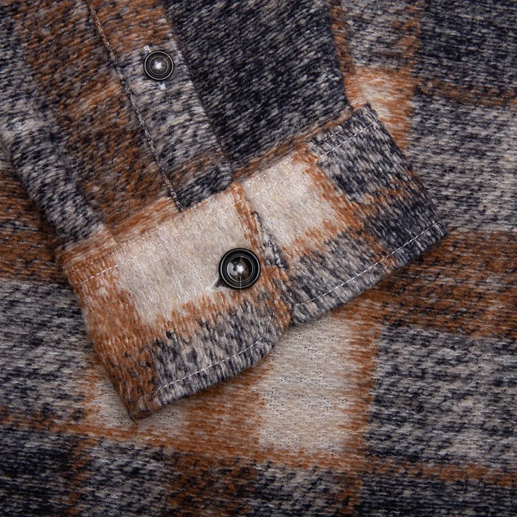 Plaid Knit Shirt - Navy