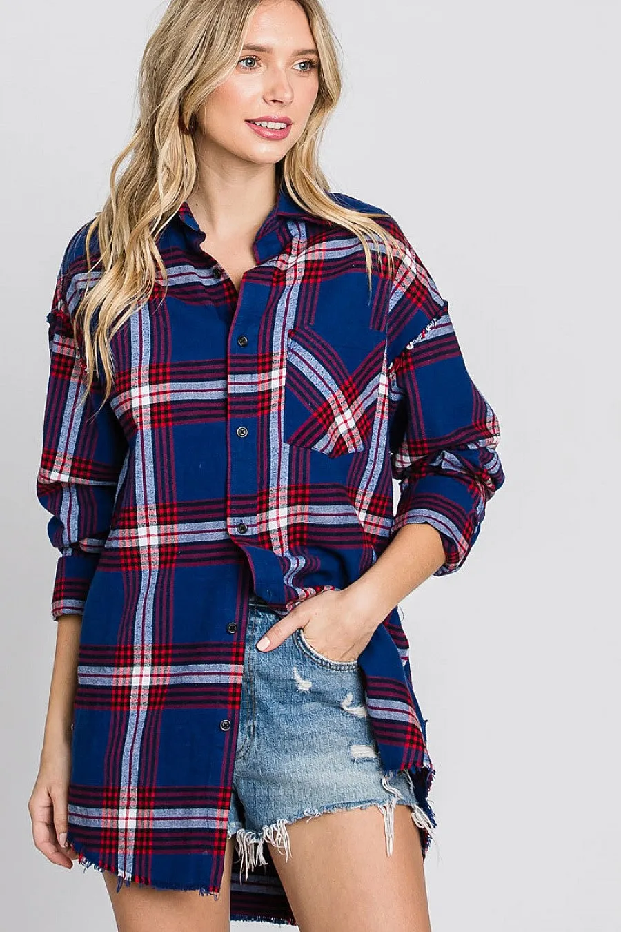 Plaid Print Button Front Shirt