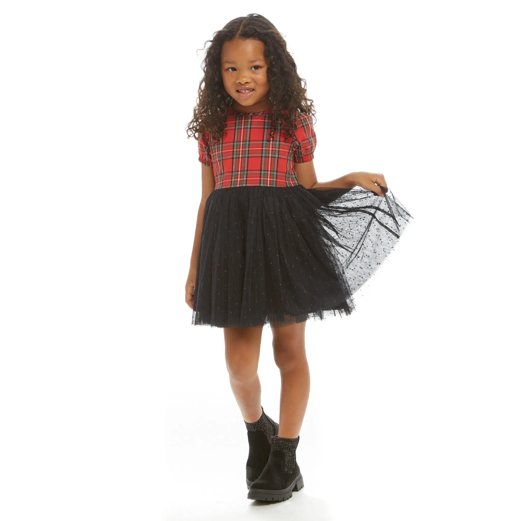 Plaid Tulle Dress  | Red & Green