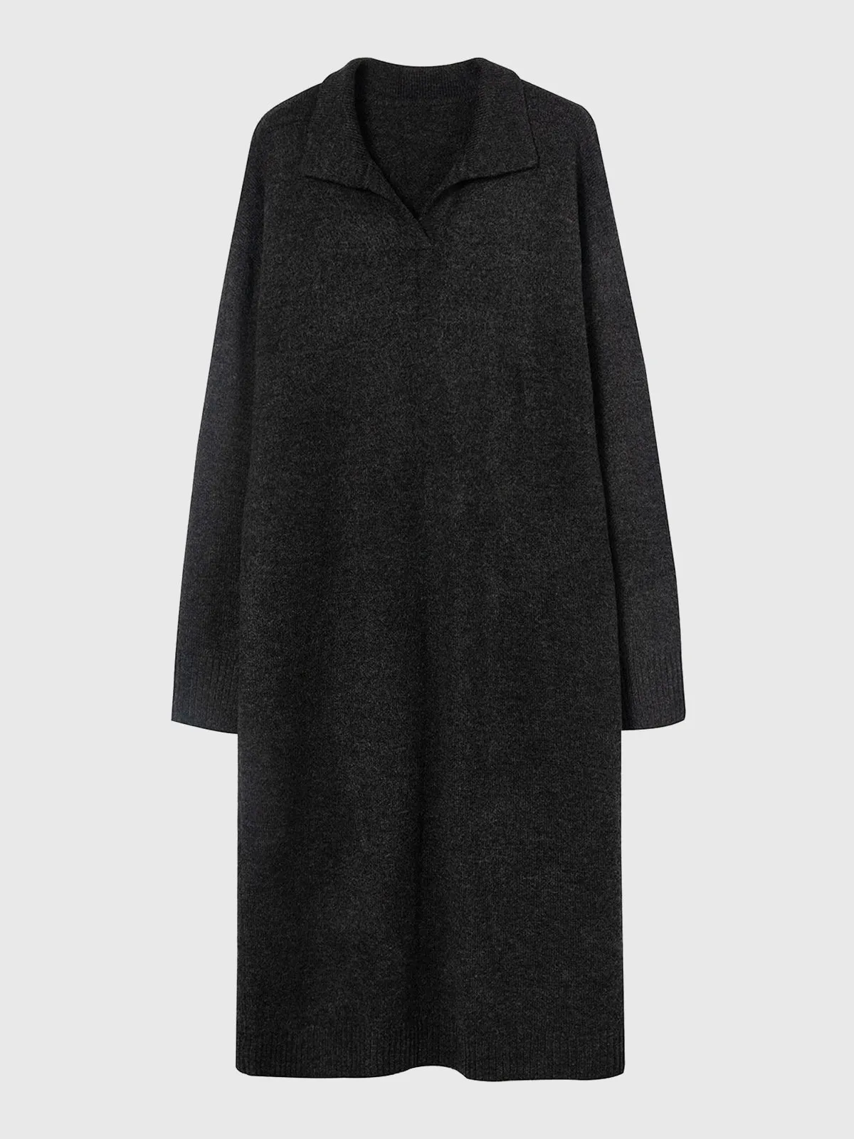 Polo Neck Loose Knit Midi Dress