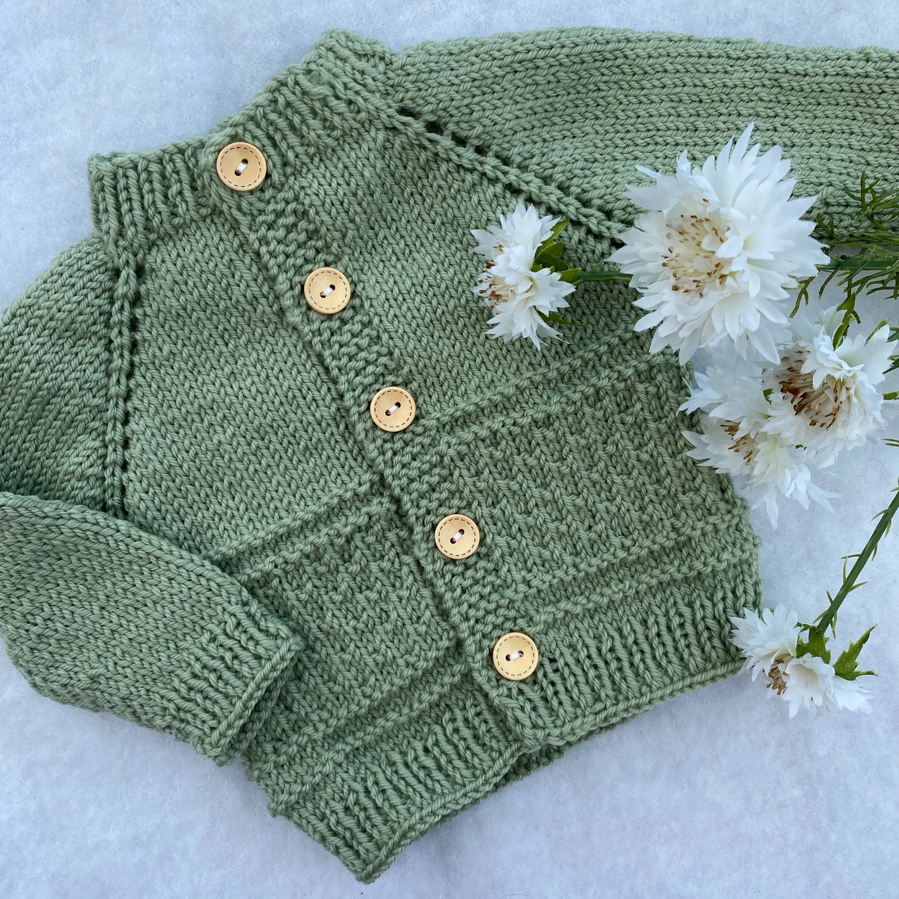 "Kinzie" patterned merino baby cardigan