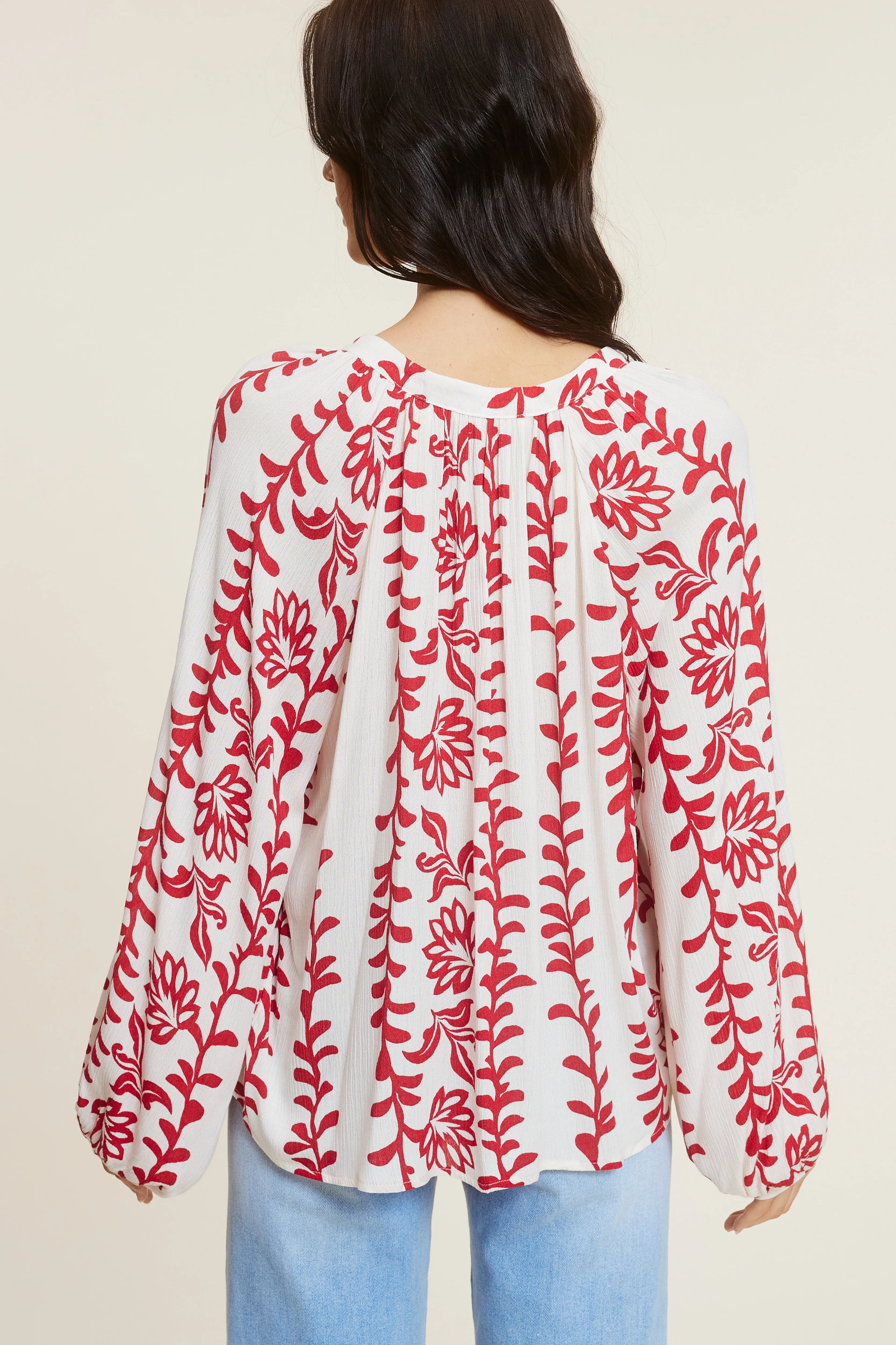 Red Patterned Blouse