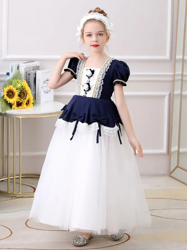 Red Short Sleeves Knee-Length A-Line Embroidered Formal Kids Pageant Dresses