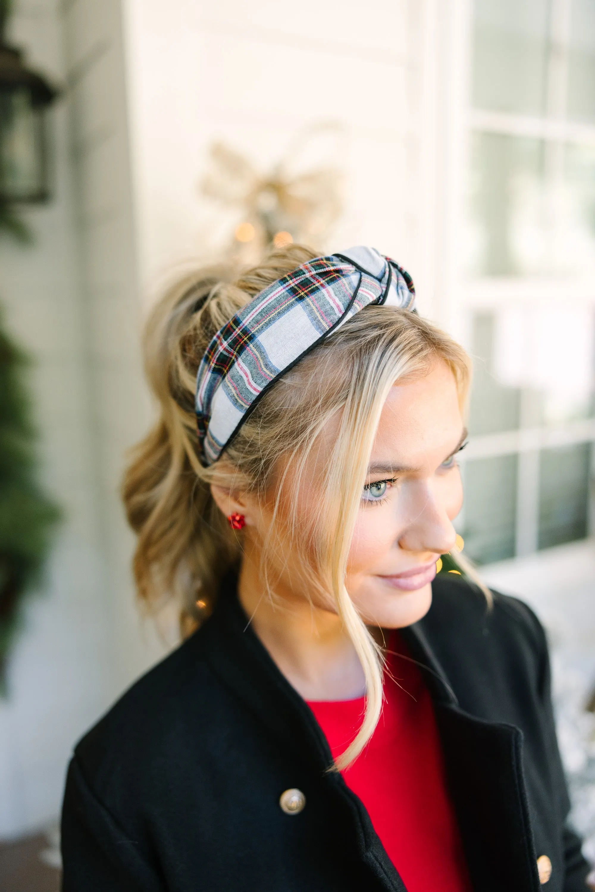 Rockin' Around White Plaid Headband