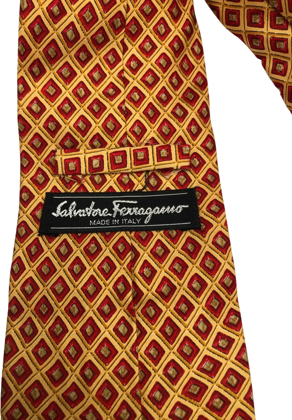 Salvatore Ferragamo Red and Yellow Patterned Tie