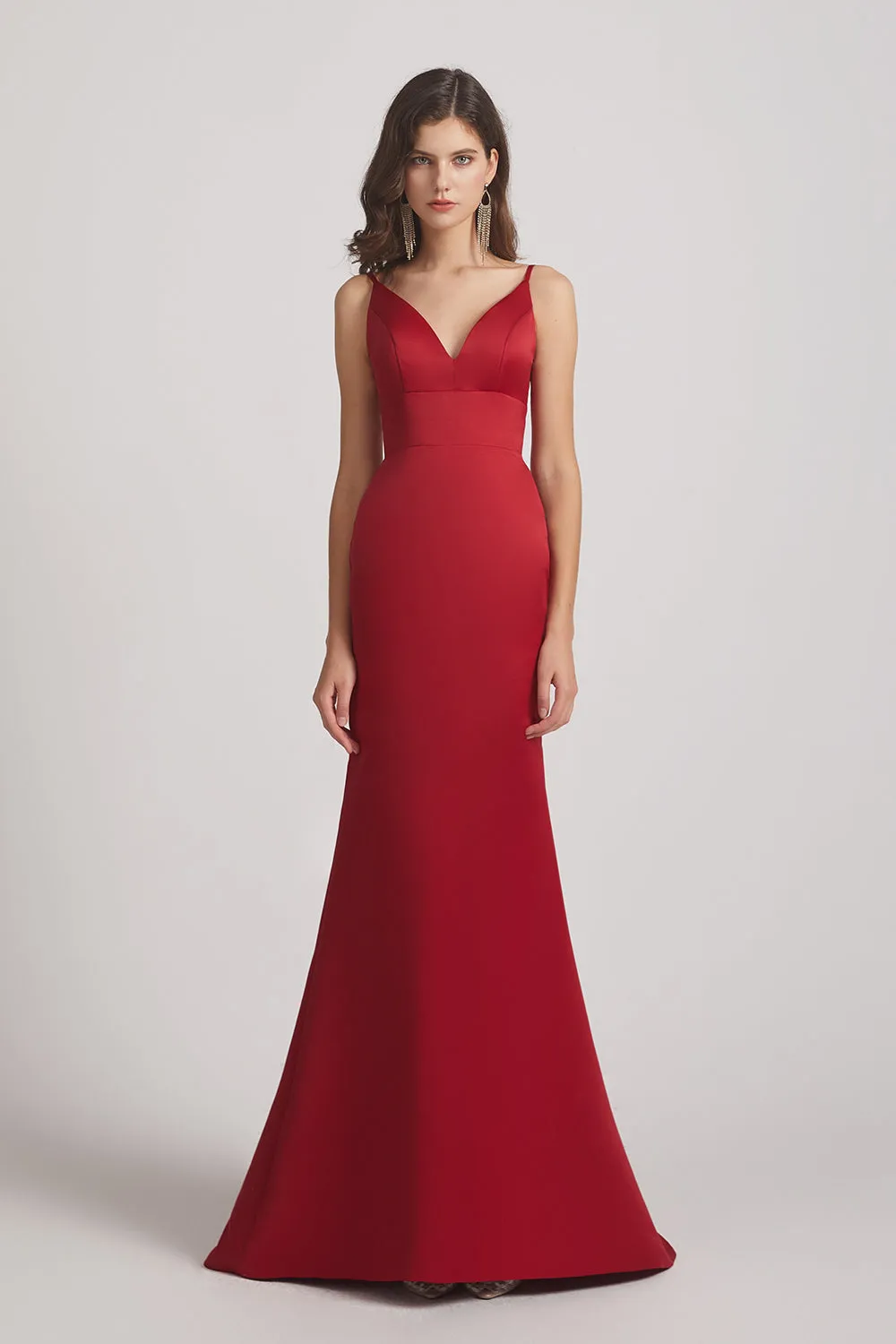 Sexy Spaghetti Straps V-Neck Fit and Flare Formal Gown (AF0015)