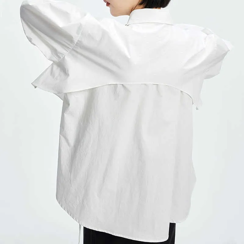 Shion Loose Long Sleeve Irregular Shirt - White