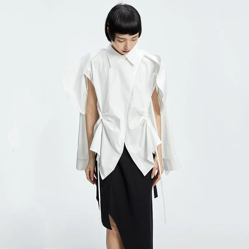 Shion Loose Long Sleeve Irregular Shirt - White