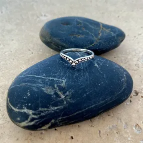 Silver Patterned Half Wishbone Ring