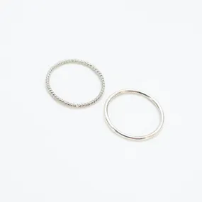 Silver Rope   Plain Ring Set