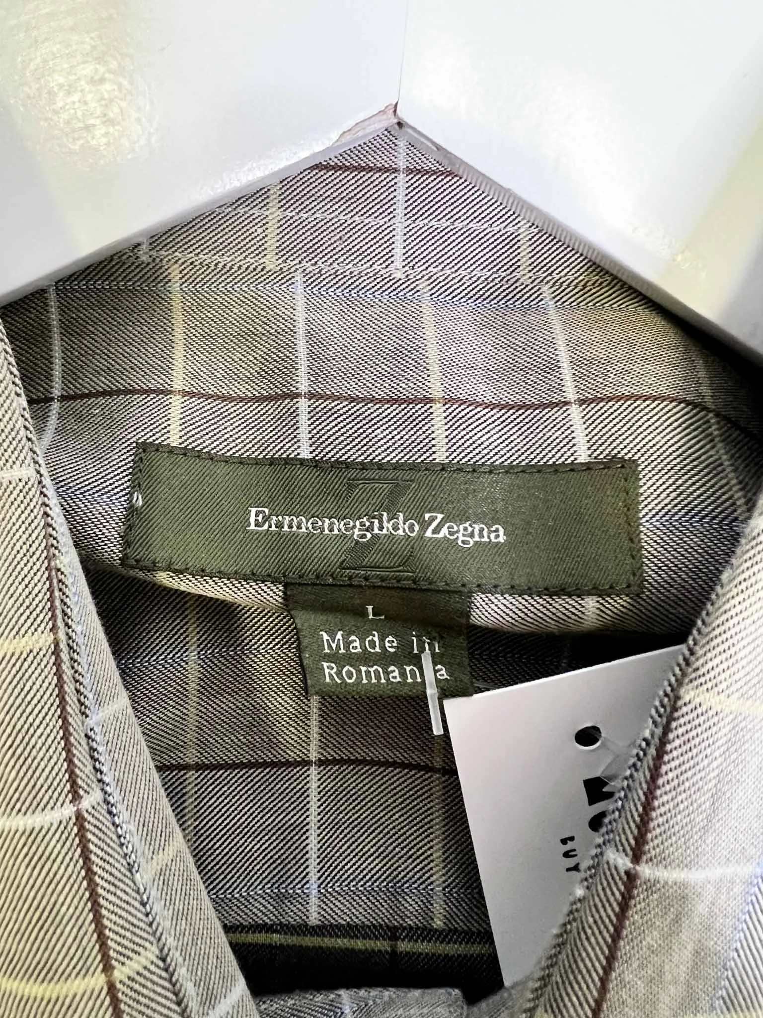 Size L - Ermenegildo Zegna Grey Check Shirt