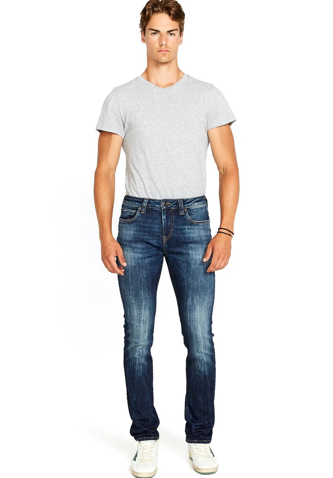 Slim Ash Men's Jeans in Sanded and Faded Blue - BM22591