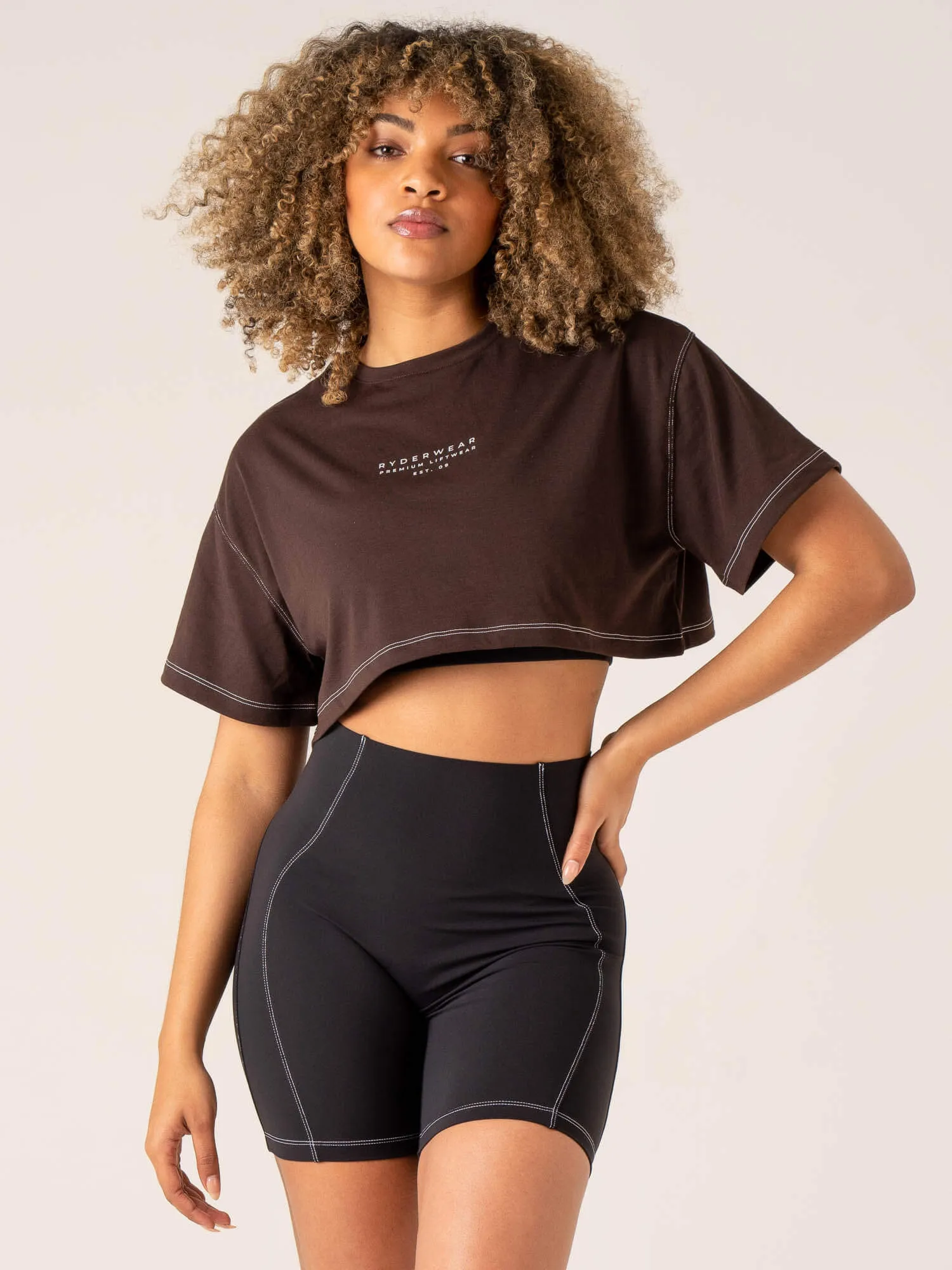 Stride Oversized Tee - Chocolate