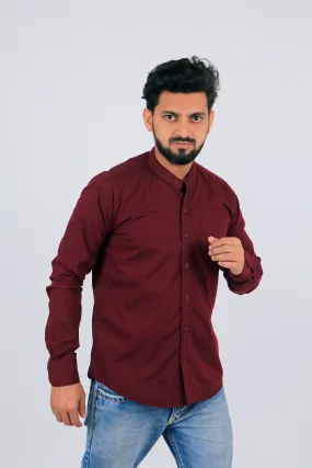 Stylish Men Maroon Regular Fit Solid Long Sleeves Formal Shirt