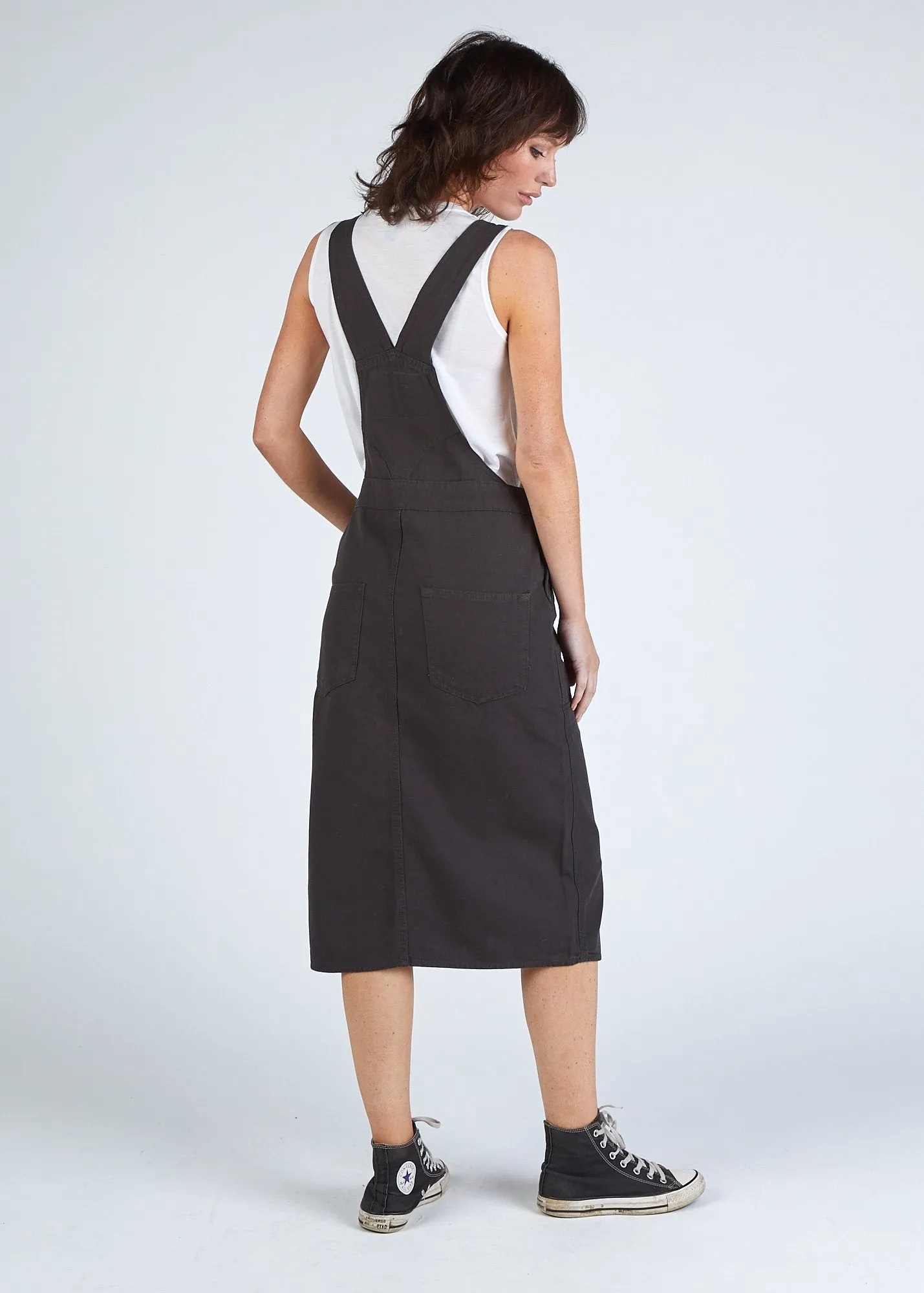 The #2002 Womens Pinafore Overall - Faded Black