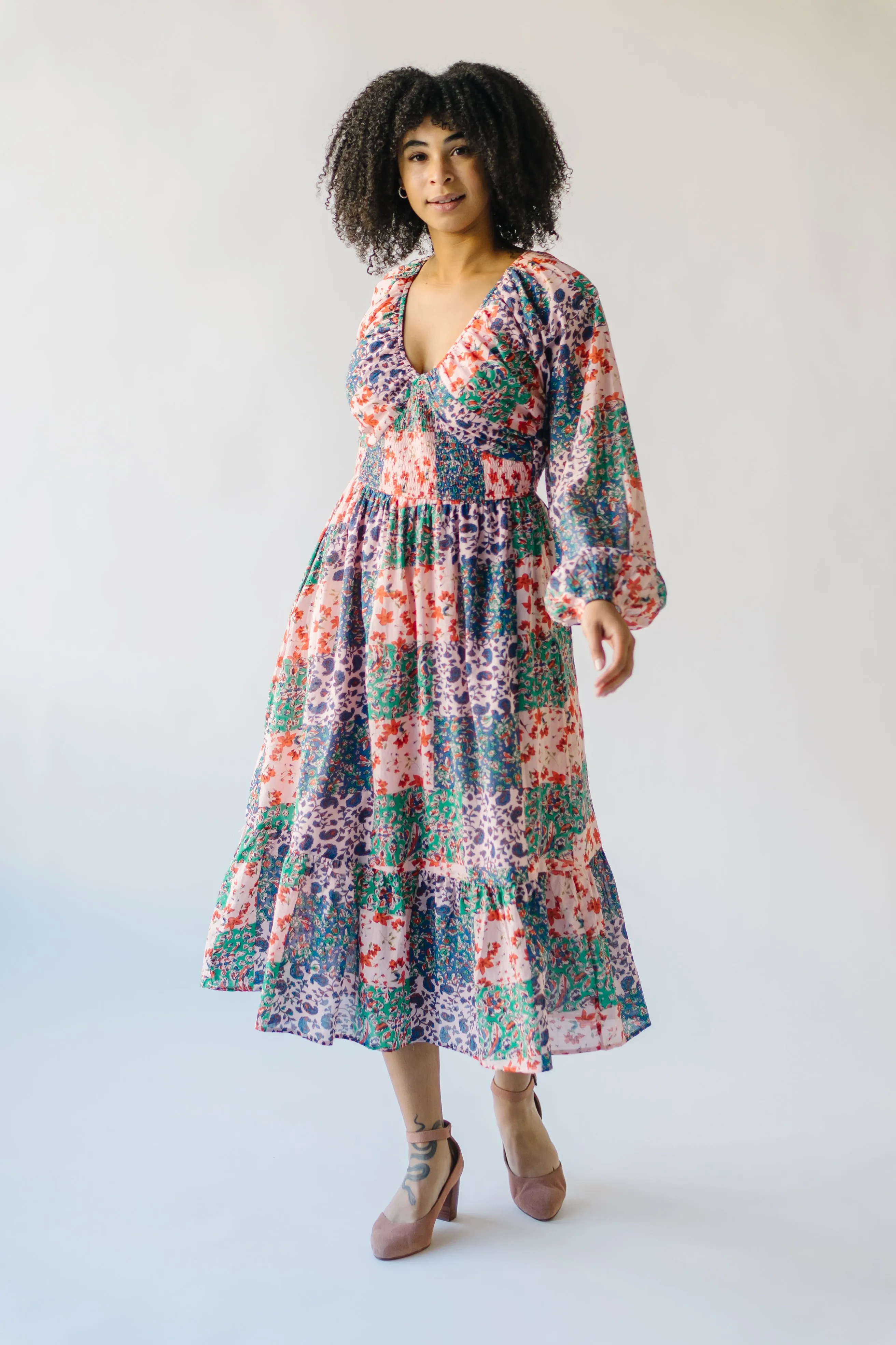 The Laken Patterned Maxi Dress in Pink   Blue Floral