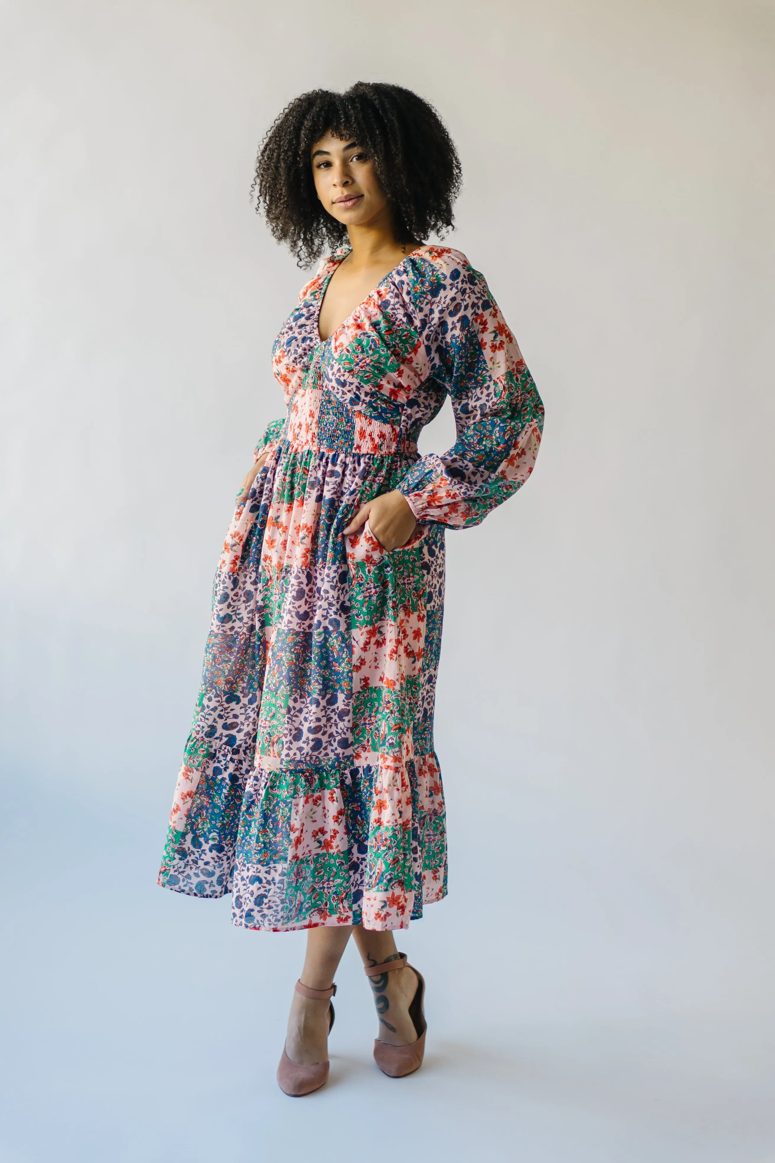 The Laken Patterned Maxi Dress in Pink   Blue Floral