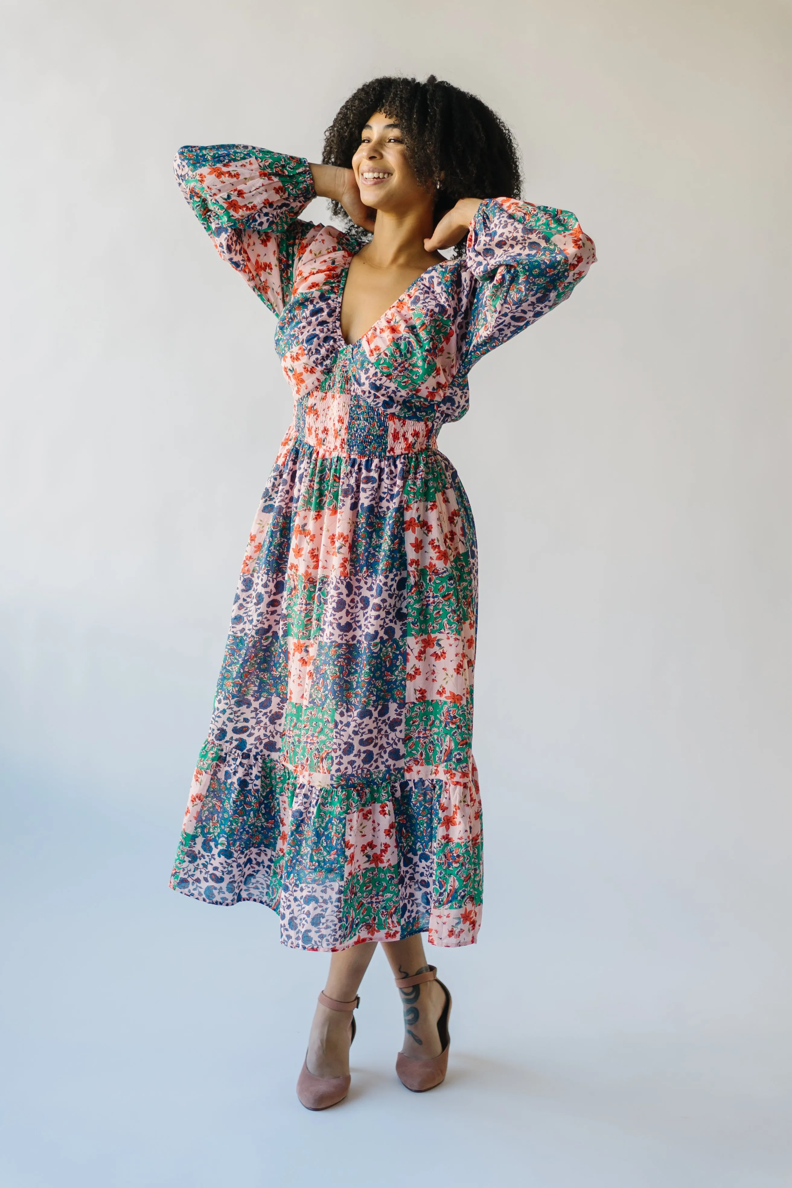 The Laken Patterned Maxi Dress in Pink   Blue Floral