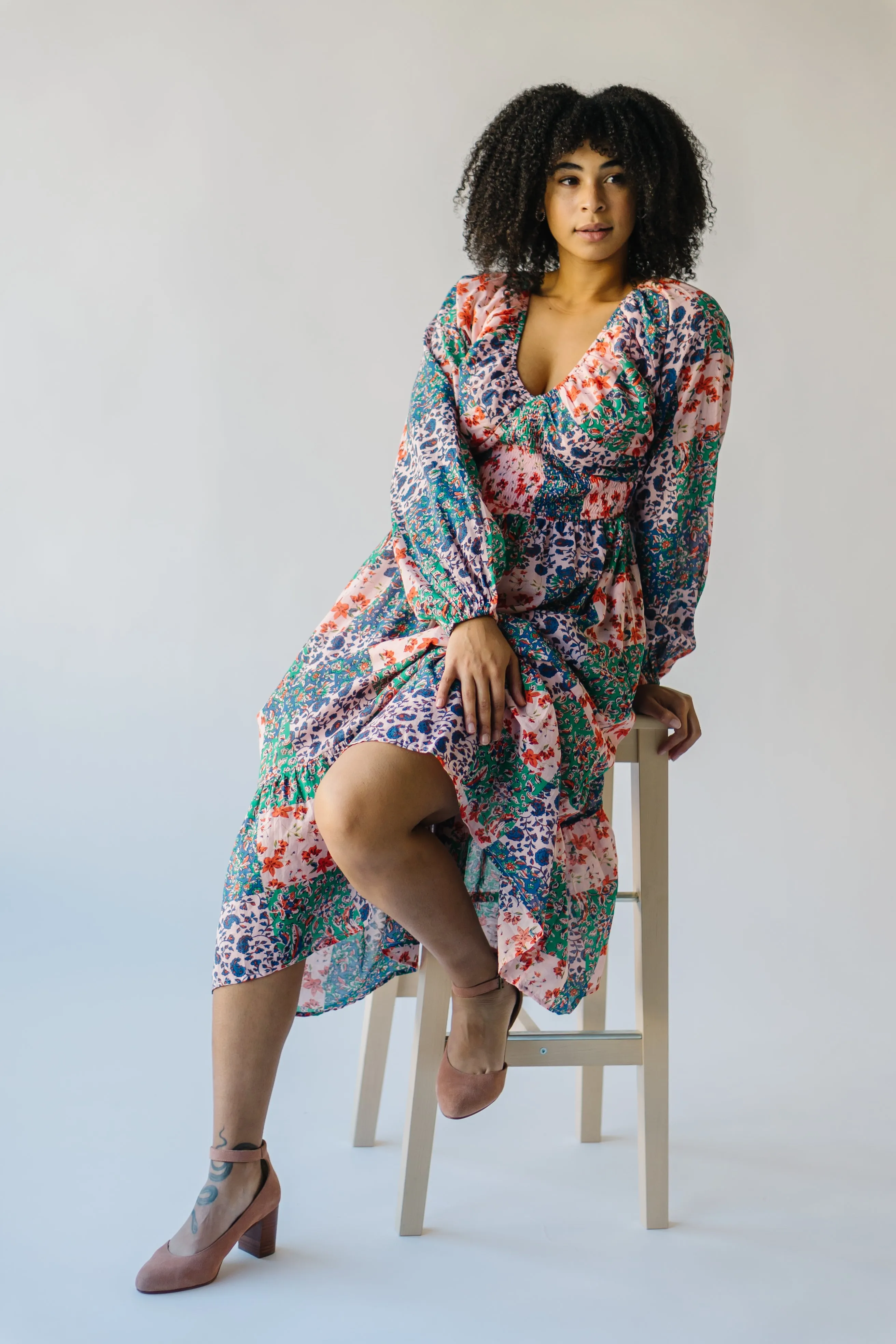 The Laken Patterned Maxi Dress in Pink   Blue Floral