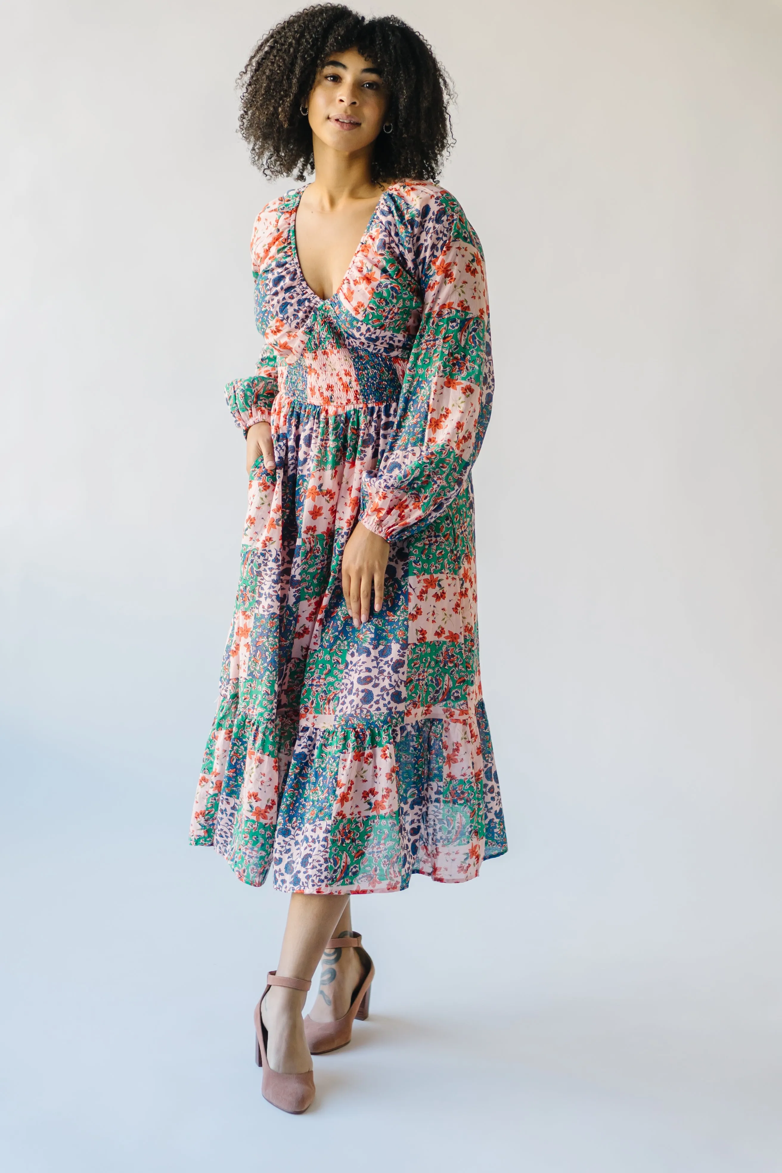 The Laken Patterned Maxi Dress in Pink   Blue Floral