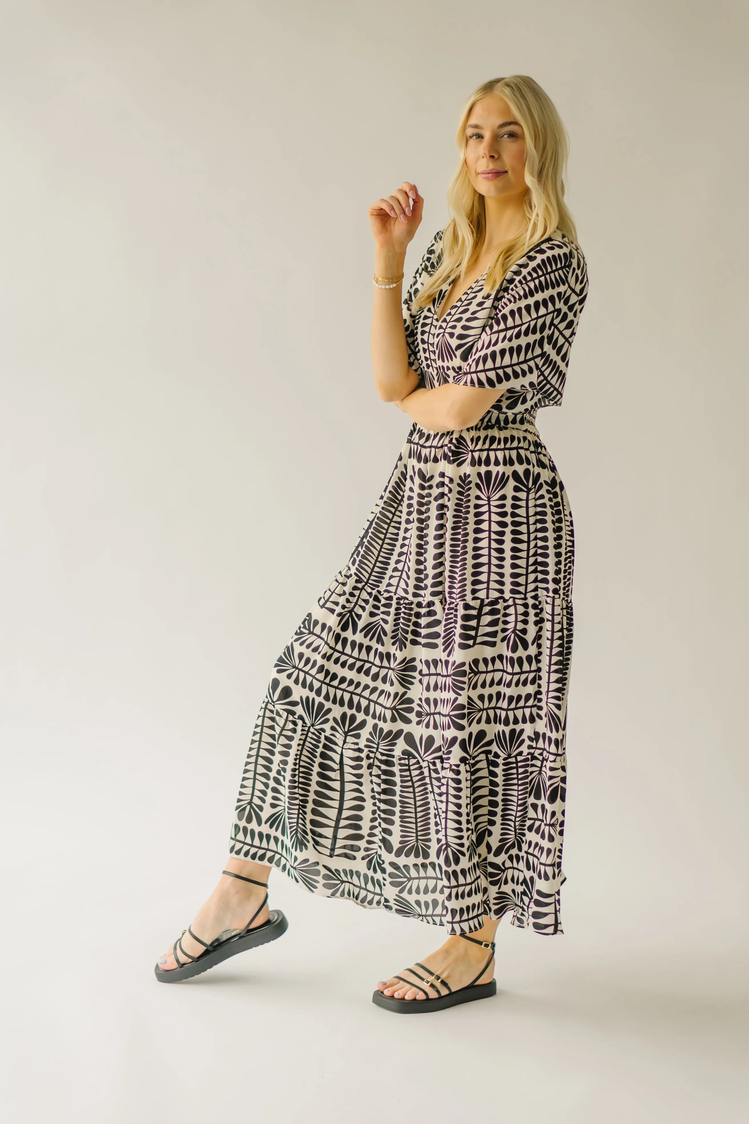 The Mathis Patterned Maxi Dress in Black Multi