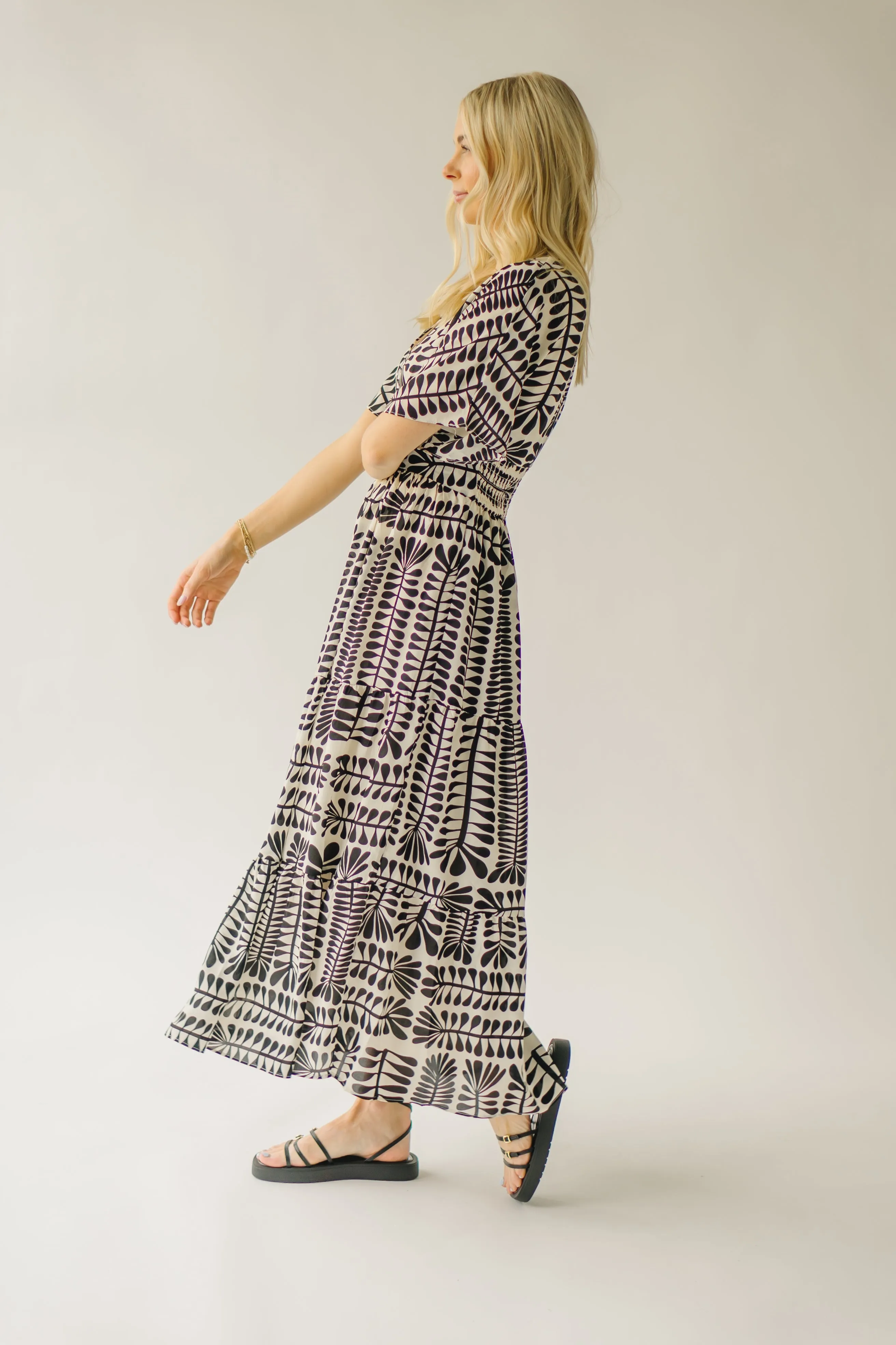 The Mathis Patterned Maxi Dress in Black Multi