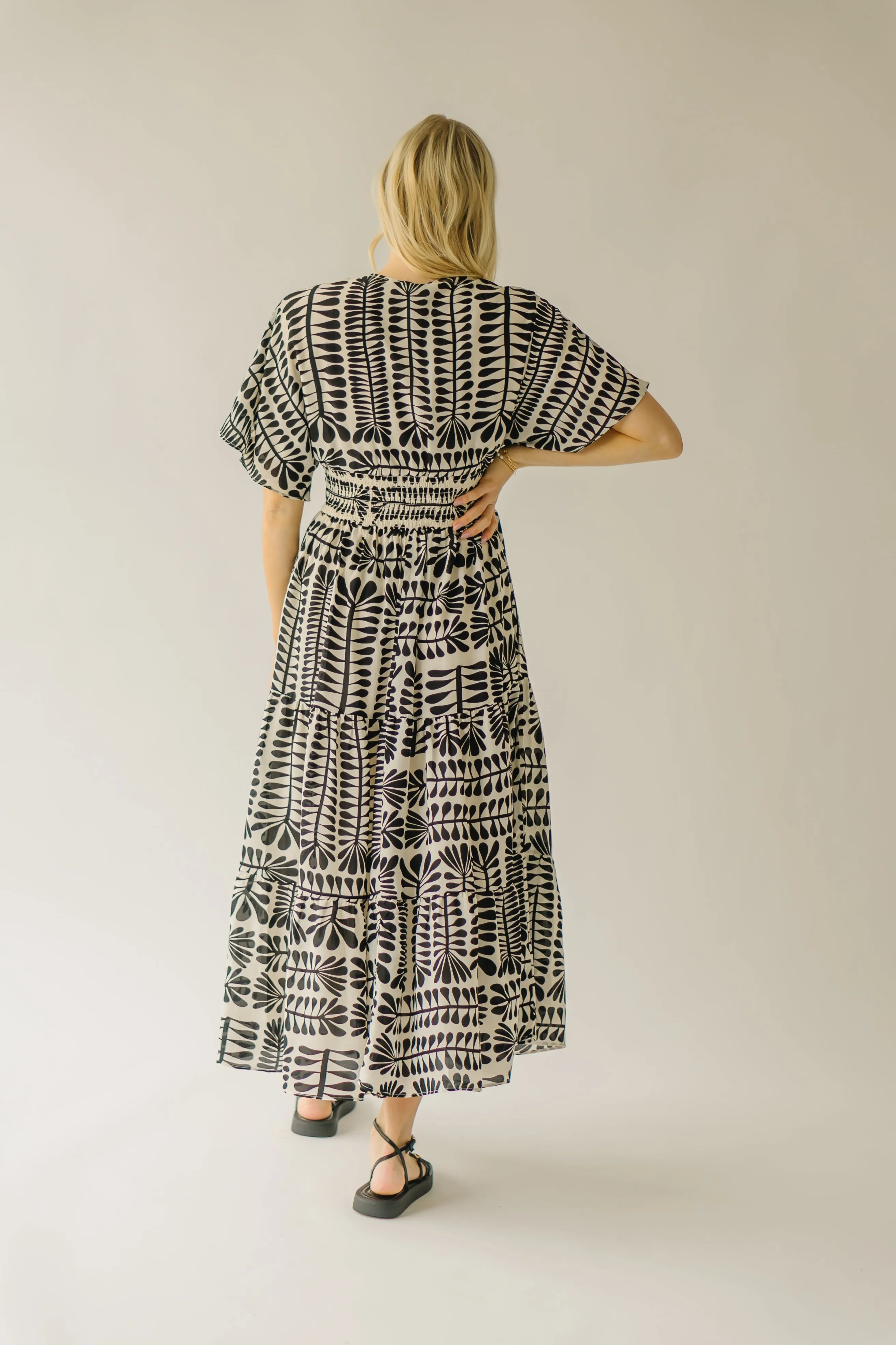 The Mathis Patterned Maxi Dress in Black Multi