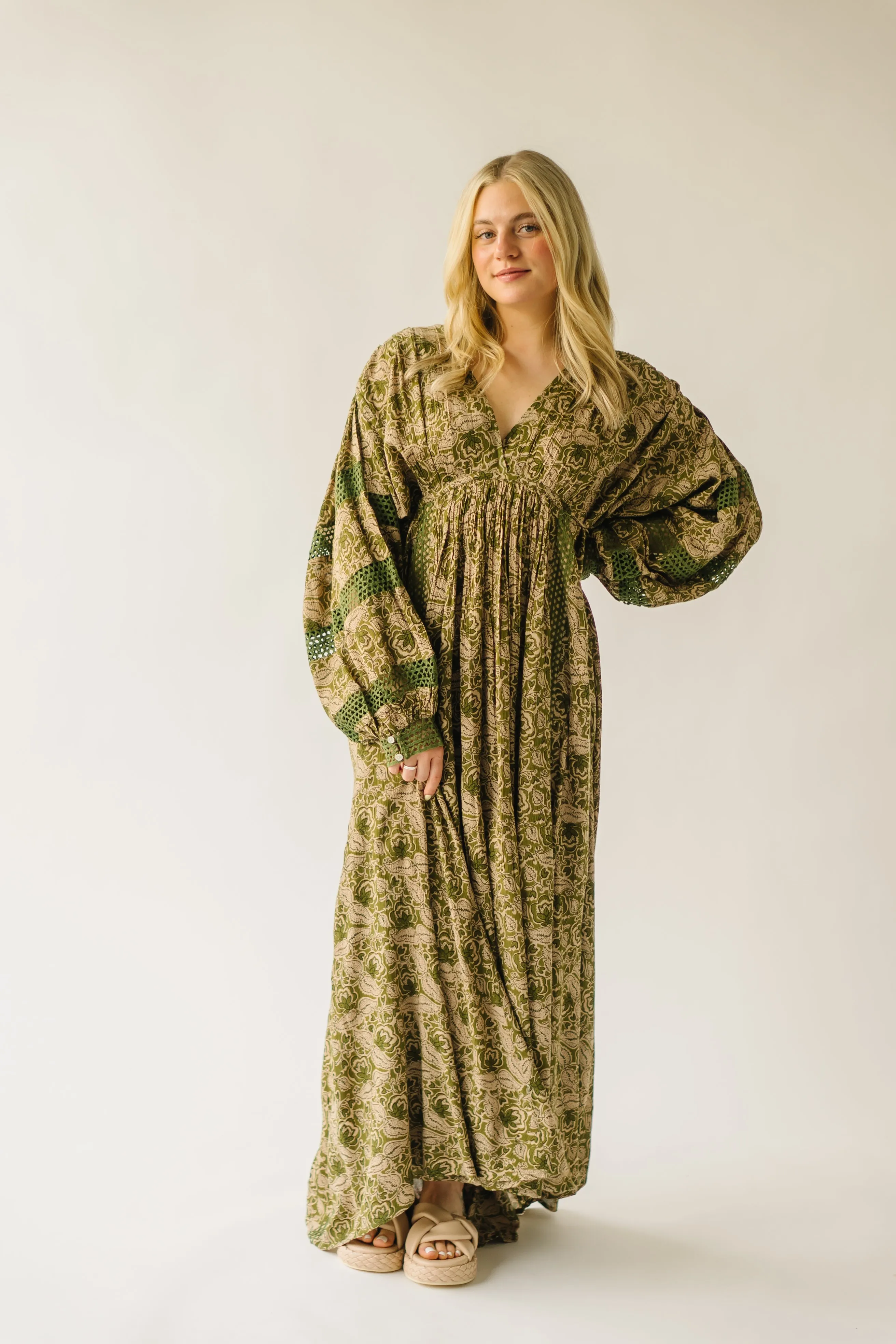 The Pharaoh Patterned Maxi Dress in Green